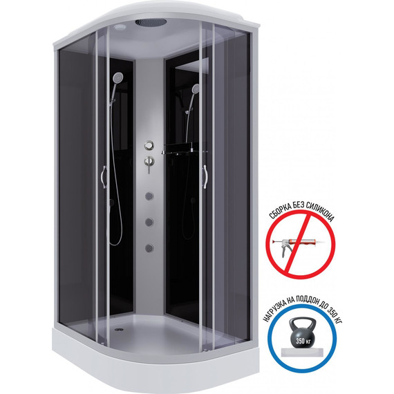 Гидробокс Niagara Classic 120x80 см NG-3512-14LG, серебро/тонированное (безсиликоновая сборка) - фото 2