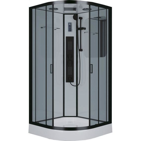 Гидробокс Niagara Premium 100x100 см NG-6902-01G BLACK, матовый черный/тонированное (безсиликоновая сборка) - фото 