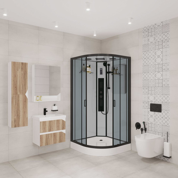 Гидробокс Niagara Premium 100x100 см NG-6902-01G BLACK, матовый черный/тонированное (безсиликоновая сборка) - фото 2