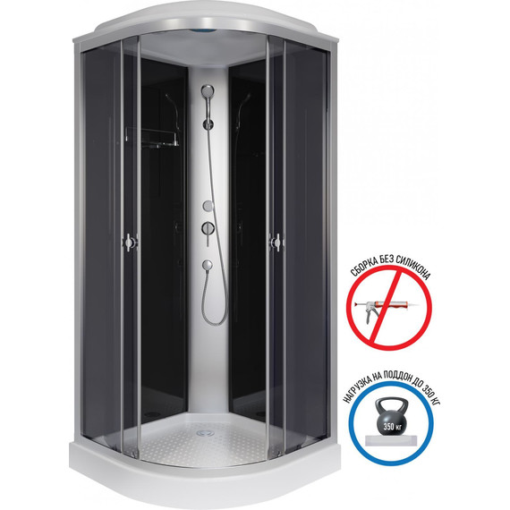 Душевая кабина Niagara Eco 80x80 см E80/13/TN, хром матовый/тонированное (безсиликоновая сборка) - фото 