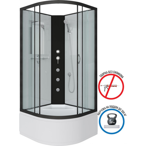Гидробокс Niagara Classic 100x100 см NG-6709-14BKG, чёрный/прозрачное (безсиликоновая сборка) - фото 2