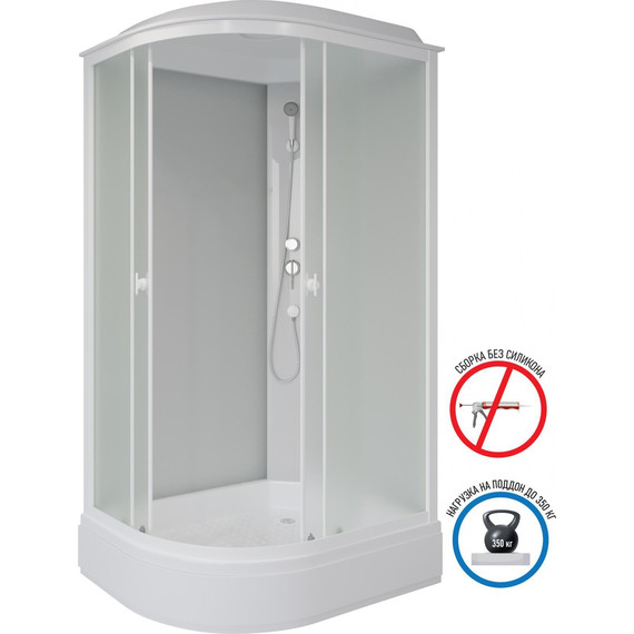 Душевая кабина Niagara Promo 120x90 см P120/90/26R/MT, белый/матовое (безсиликоновая сборка) - фото 