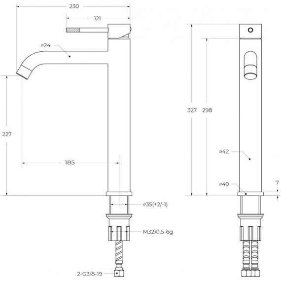 Смеситель для раковины высокий Cezares RELAX-LC1-GM-W0, оружейная сталь, Цвет производителя: оружейная сталь - фото 4