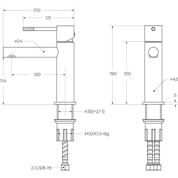 Смеситель для раковины Cezares RELAX-LS2-IN, сатин, Цвет производителя: сатин - фото 4