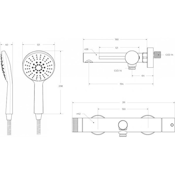 Смеситель для ванны Cezares RELAX-VD-BORO, брашированное золото, Цвет производителя: брашированное золото - фото 5