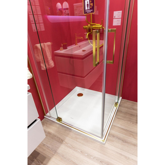 Душевое ограждение Cezares SLIDER-A-2-70/80-C-BORO (70-80)x(70-80) см (стекло 8 мм) брашированное золото/прозрачное - фото 6