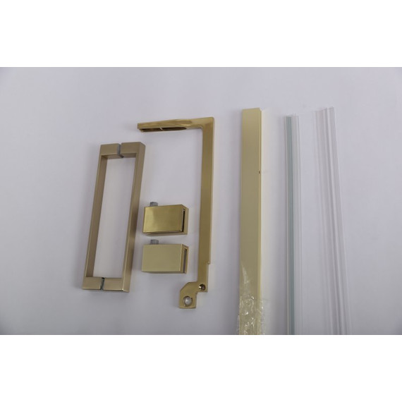 Душевое ограждение Cezares SLIDER-A-2-80/90-BR-BORO (80-90)x(80-90) см (стекло 8 мм) брашированное золото/тонированное - фото 4