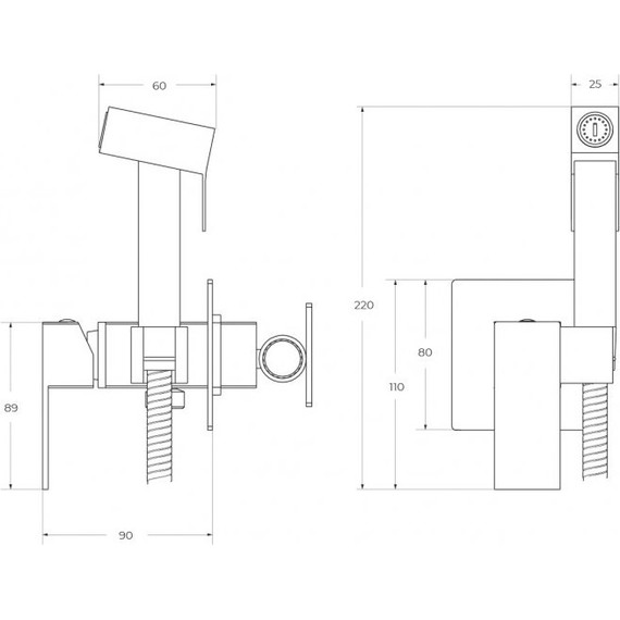 Набор для гигиенического душа Cezares SLIDER-DIF-GM (со скрытой частью), оружейная сталь, Цвет производителя: оружейная сталь - фото 3