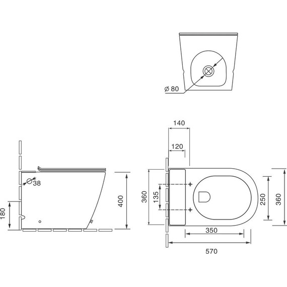 Унитаз приставной безободковый с импульсным смывом SantiLine SL-5030MB, чёрный - фото 4