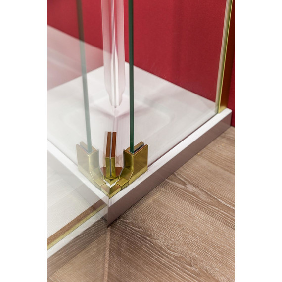 Душевое ограждение Cezares SLIDER-A-2-80/90-C-BORO (80-90)x(80-90) см (стекло 8 мм) брашированное золото/прозрачное - фото 9