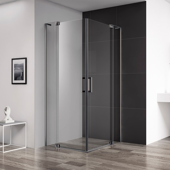 Душевое ограждение Cezares SLIDER-A-2-80/90-C-GM (80-90)x(80-90) см (стекло 8 мм) оружейная сталь/прозрачное - фото 2