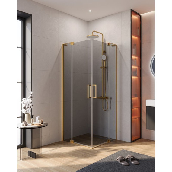 Душевое ограждение Cezares SLIDER-A-2-90/100-GRIGIO-BORO (90-100)x(90-100) см (стекло 8 мм) брашированное золото/тонированное - фото 5