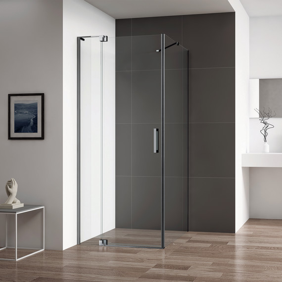 Душевое ограждение Cezares SLIDER-AH-1-100-90/100-C-GM 90-100х100 см (стекло 8 мм), оружейная сталь/прозрачное - фото 2