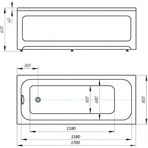 Ванна акриловая Aquatek Мия 170х80 см MIY170-0000032, Размер - мм: 1700х800 - фото 9