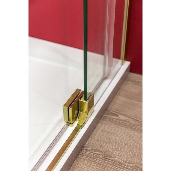 Душевое ограждение Cezares SLIDER-AH-2-70/80-100/110-C-BORO (70-80)x(100-110) см (стекло 8 мм) брашированное золото/прозрачное - фото 6