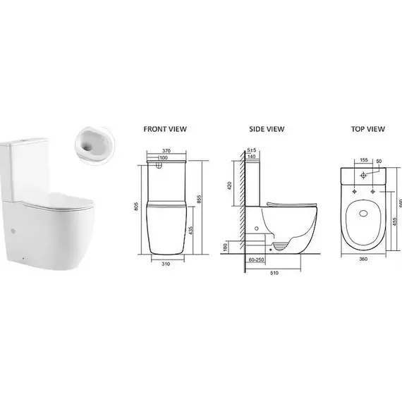 Унитаз-компакт CeramaLux TR2176-1 с крышкой микролифт (система смыва торнадо), Цвет производителя: белый - фото 8