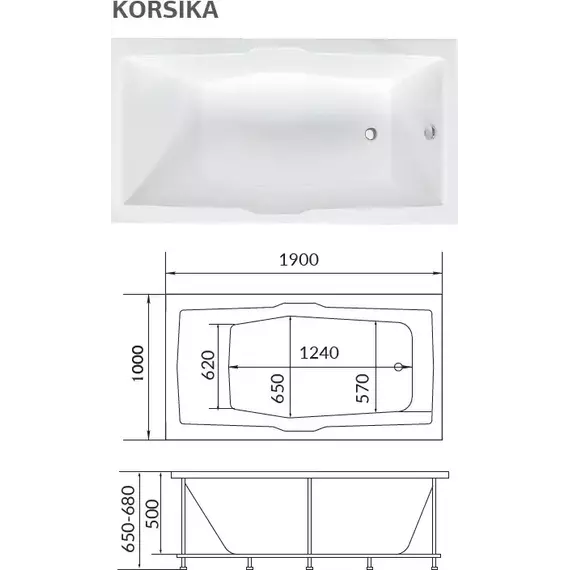 Ванна акриловая 1Marka Korsika 190x100 см - фото 7