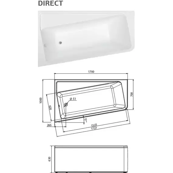 Ванна акриловая 1Marka Direct 170x100 см L - фото 7
