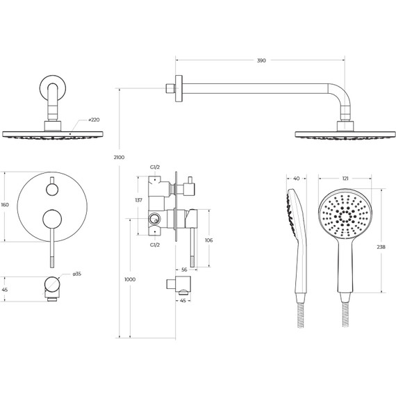 Душевая система для душа Cezares RELAX-DSET-01, Цвет производителя: хром - фото 2