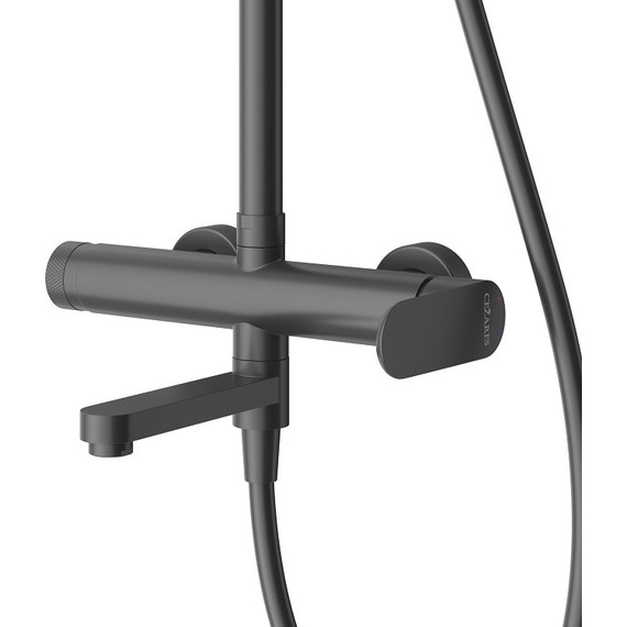 Душевая стойка Cezares STYLUS-CVD-NOP, чёрный матовый, Цвет производителя: чёрный матовый - фото 3