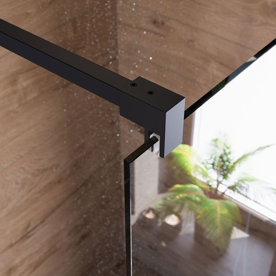 Душевая перегородка Mirsant Walk in 100 см с аксессуарами (стекло 8 мм) чёрный/прозрачное - фото 2