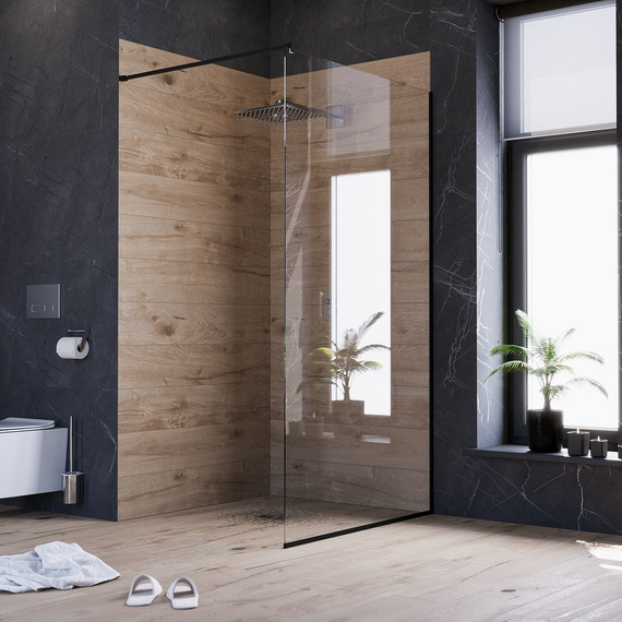 Душевая перегородка Mirsant Walk in 110 см с аксессуарами (стекло 8 мм) чёрный/прозрачное - фото 
