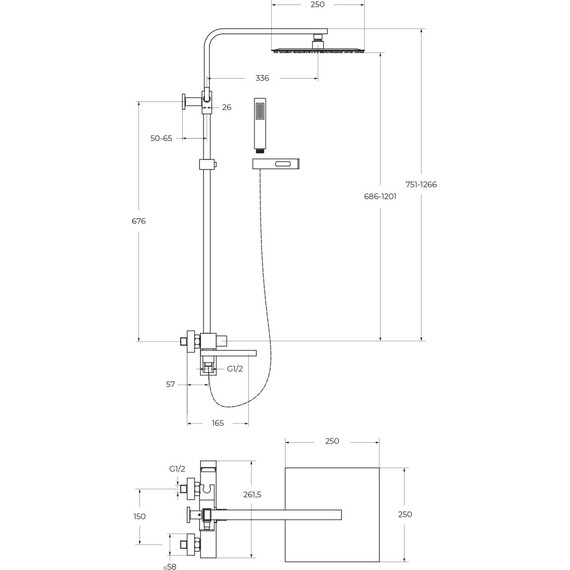 Душевая стойка BelBagno Luce LUC-VSCM-NERO, черный матовый, Цвет производителя: чёрный матовый - фото 10