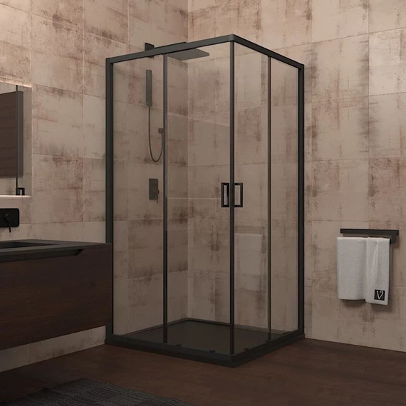 Душевое ограждение Veconi Rovigo 120x120 см RV13-120-01-C5, чёрный/прозрачное - фото 