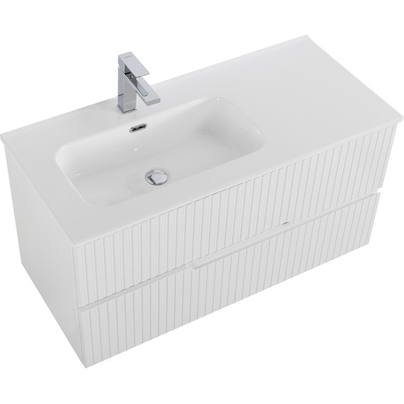 Тумба подвесная с раковиной Cezares DUET-N-1000-2C-SO-BL-L 100 см (раковина CZR-8095-100-L) bianco lucido - фото 4