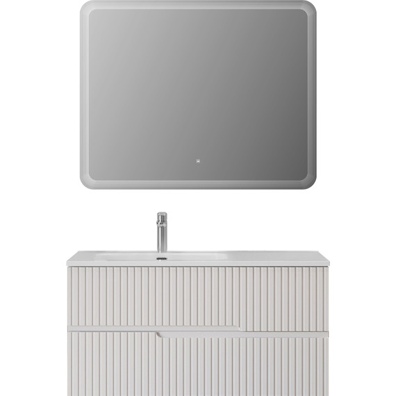 Тумба подвесная с раковиной Cezares DUET-N-1000-2C-SO-BL-L 100 см (раковина CZR-8095-100-L) bianco lucido - фото 8