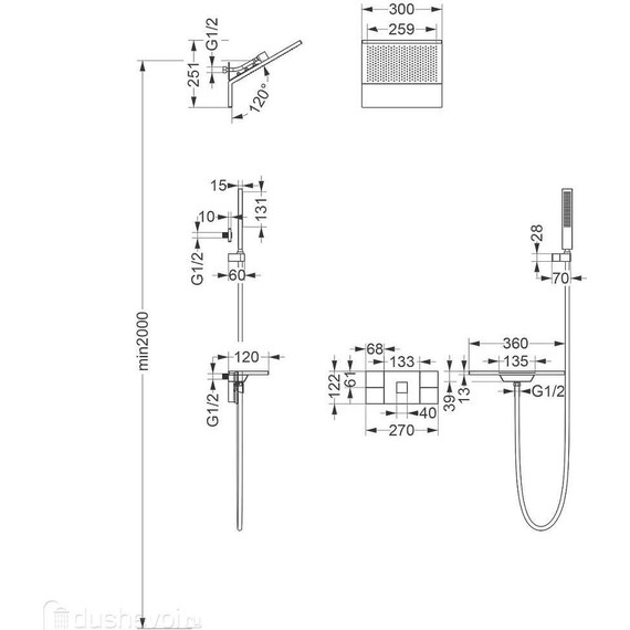 Верхний душ Vincea 300x300 мм VSHD-2F11CH - фото 2