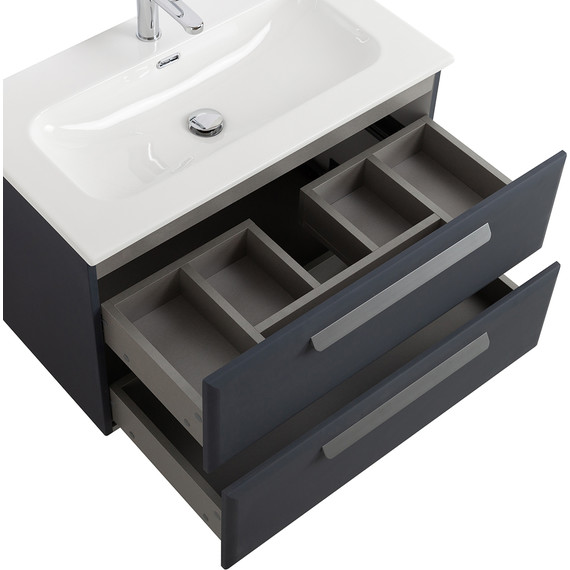 Тумба подвесная с раковиной Cezares ECO-CER-N-800-2C-SO-GR-P 80 см (раковина CZR-8073-80) grafito - фото 5