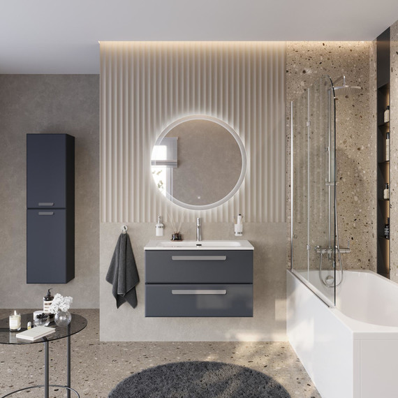 Тумба подвесная с раковиной Cezares ECO-CER-N-800-2C-SO-GR-P 80 см (раковина CZR-8073-80) grafito - фото 8