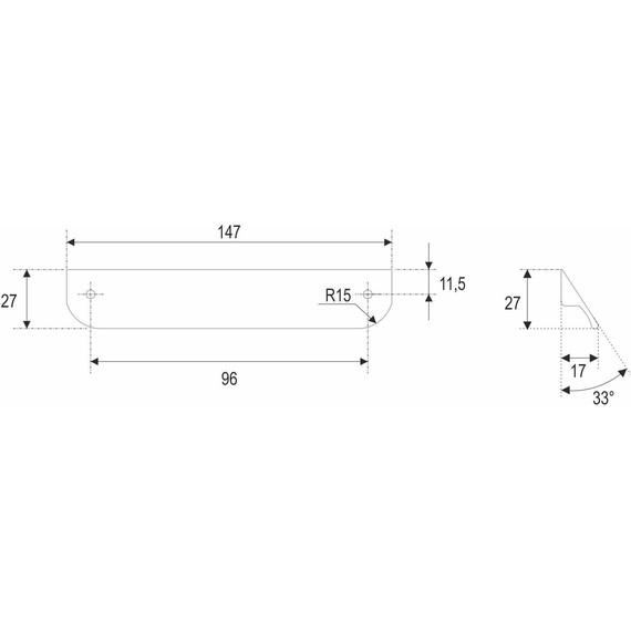 Ручка для мебельной тумбы Cezares Eco 15 см RS156BL.3/96 (1 шт) чёрный матовый - фото 4