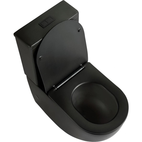 Унитаз-компакт безободковый Mirsant PANDORA 2 BLACK с крышкой Soft-close, чёрный матовый, Цвет производителя: чёрный матовый - фото 6