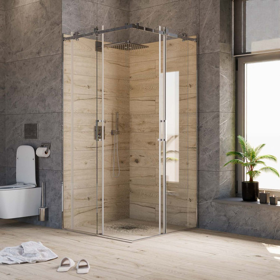 Душевое ограждение Mirsant Vector 100х100 см (стекло 8 мм), хром/прозрачное - фото 2