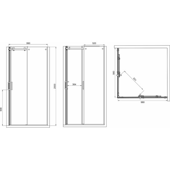 Душевое ограждение Mirsant Vector 100х100 см (стекло 8 мм), хром/прозрачное - фото 8