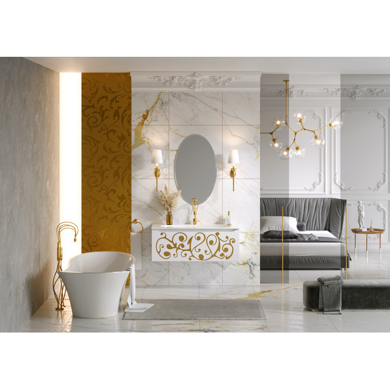 Тумба подвесная с раковиной Clarberg Elegance 100 см EL0110GL, белый/золото - фото 2