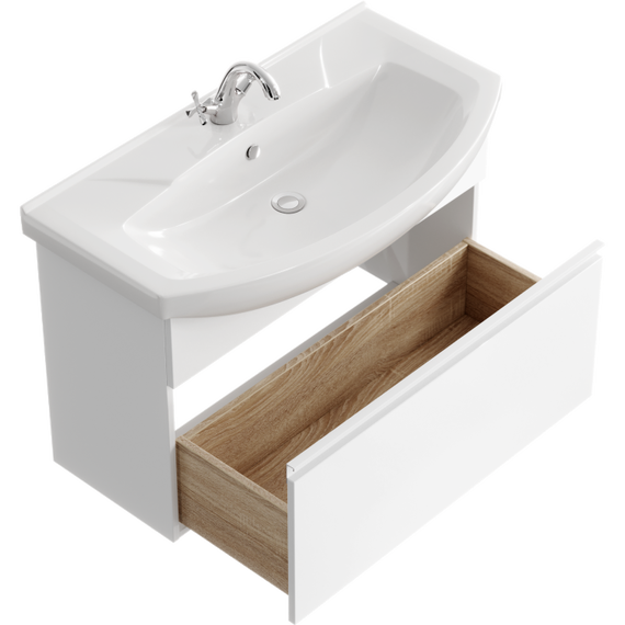 Тумба подвесная с раковиной Aqwella Rodos 85 см ROD01081, белый - фото 2