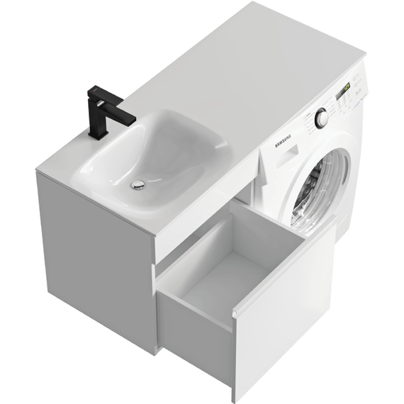 Тумба подвесная с раковиной Aqwella Duet 115 см DU01051L, белый - фото 2