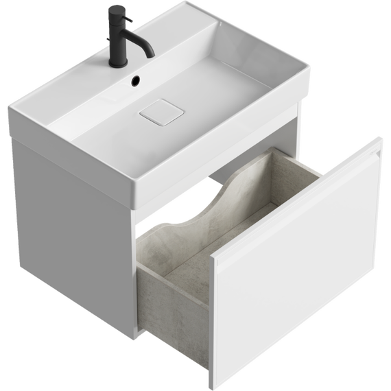 Тумба подвесная с раковиной Aqwella Pure 65 см PUR0165WM, белый, Цвет фасада: белый - фото 2