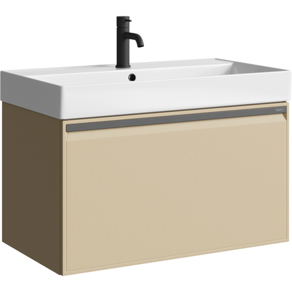 Тумба подвесная с раковиной Aqwella Pure 80 см PUR0108KS, капучино светллый, Цвет фасада: бежевый - фото 