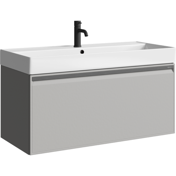 Тумба подвесная с раковиной Aqwella Pure 100 см PUR0110ST, серый туман, Цвет фасада: Серый туман - фото 