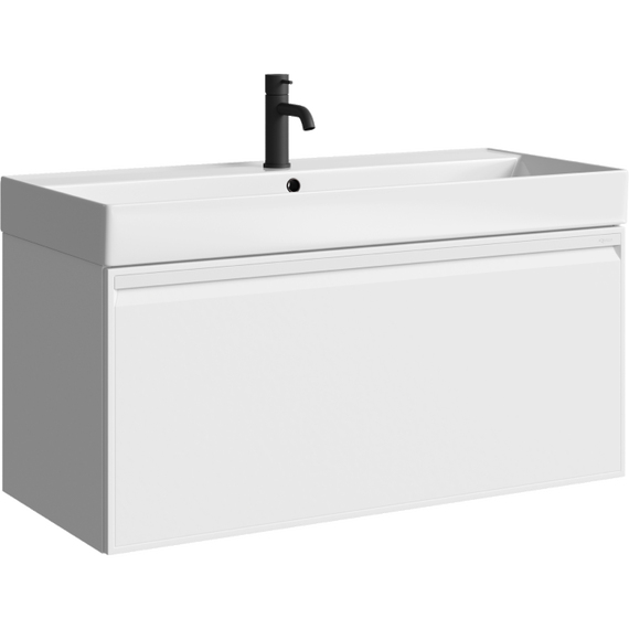 Тумба подвесная с раковиной Aqwella Pure 100 см PUR0110WM, белый, Цвет фасада: белый - фото 