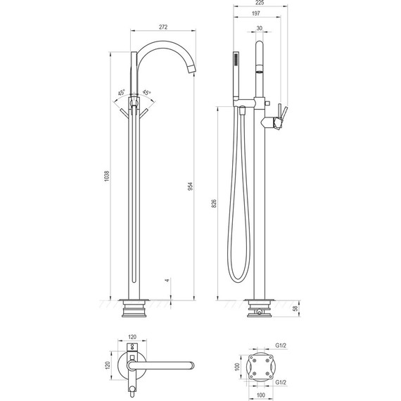 Смеситель для ванны напольный Ravak ES 080.10WV X070500, белый вельвет - фото 3