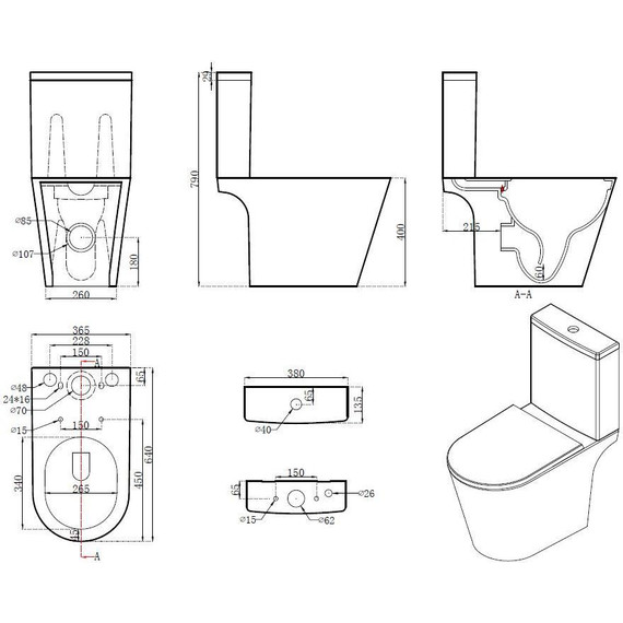 Унитаз-компакт безободковый Aquatek Бетта AQ1363B-00 с крышкой микролифт - фото 2