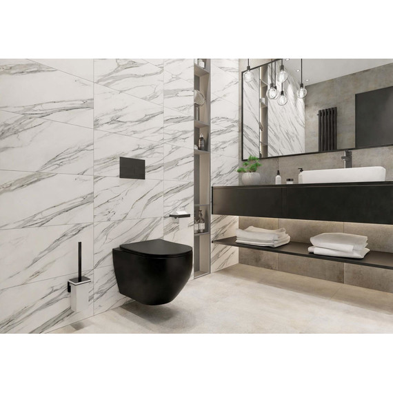 Унитаз подвесной безободковый Aquatek Европа AQ1901-MB с тонкой крышкой микролифт, чёрный, Цвет производителя: чёрный - фото 8