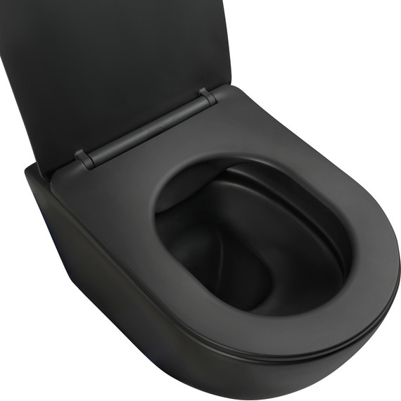 Унитаз подвесной безободковый Aquatek Вега AQ1905-MB с тонкой крышкой микролифт, чёрный, Цвет производителя: чёрный - фото 3