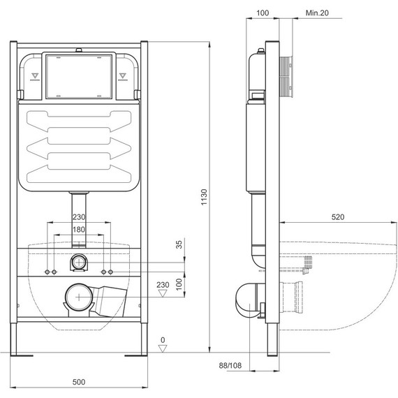 Инсталляция Aquatek Standart 50 INS-0000012 с подвесным унитазом Aquatek Вега AQ1904-00 (кнопка KDI-0000017 чёрная) - фото 9