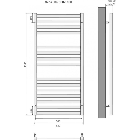 Полотенцесушитель водяной Aquatek Лира П16 500х1100 мм AQ KP1610CH - фото 8